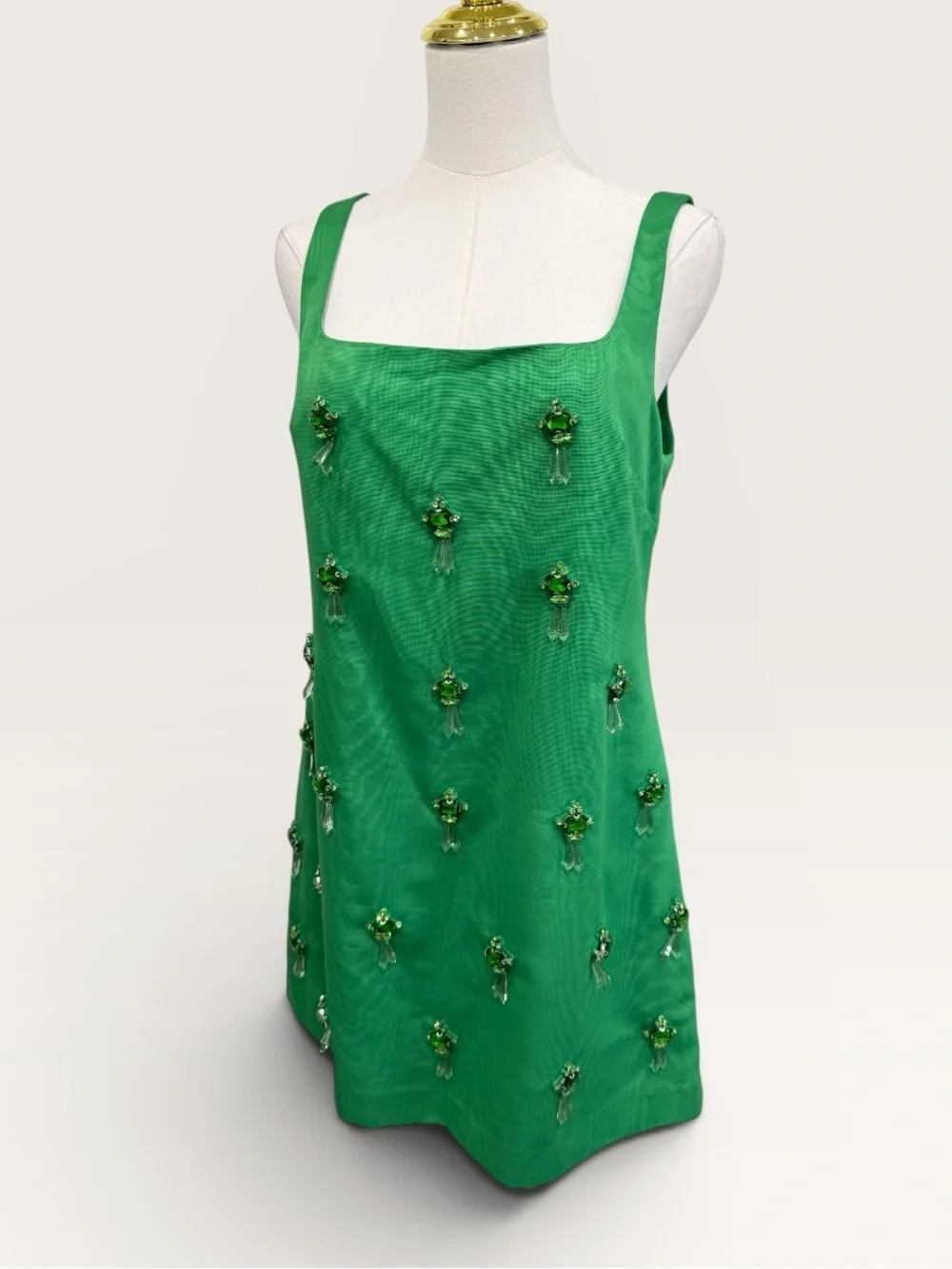 Antonio Melani The Nat Note Leonor Moire Sleeveless Jeweled Mini Dress Green SZ8